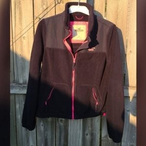 Hollister Fleece Jacket in Black and Hot Pink